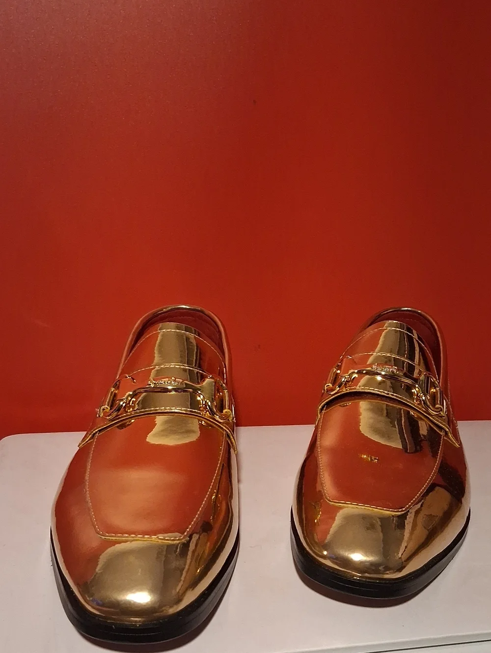 Gold Metallic Men’s Penny Loafers - Polished Slip-On Dress Shoes